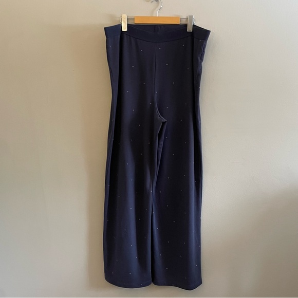 Reitmans Navy Wide Leg Pajama Set Purple Heart Print – Top XL Bottom XXL GUC - Picture 9 of 15